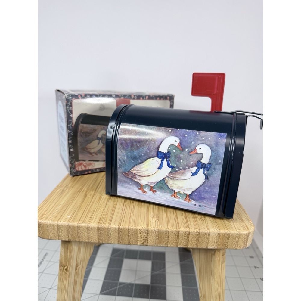 Vintage Winter Geese Small Mailbox Tin Decorative Grannycore 80's 90's